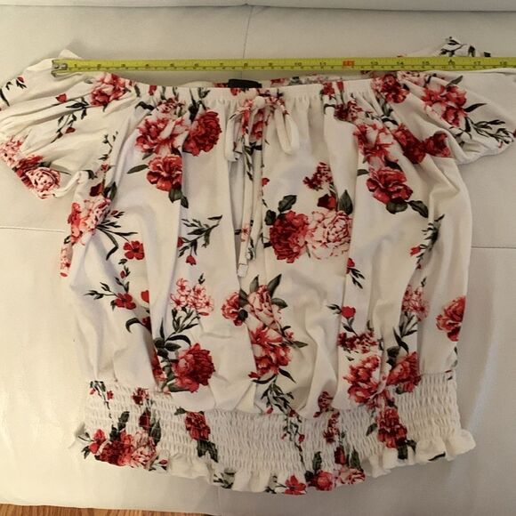 Orange Kiss Floral Off-Shoulder Top Size L - Picture 3 of 7